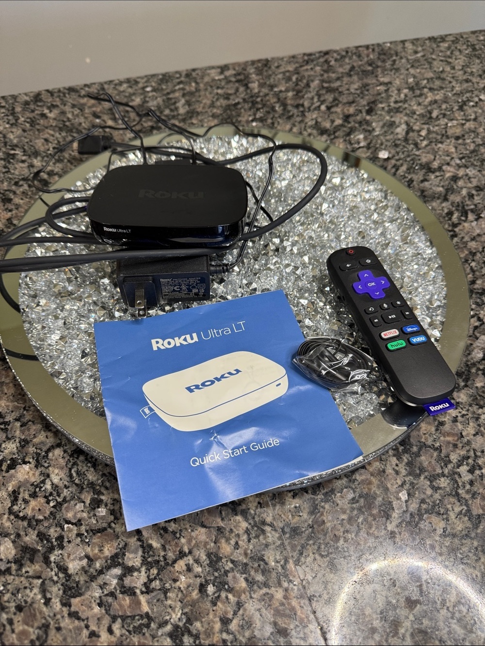 Roku Ultra LT Streaming Player with Voice Remote - Black and Purple EUC